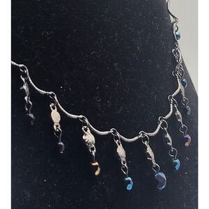 1928 Brand Gunmetal Bue Dangle Charms 19in